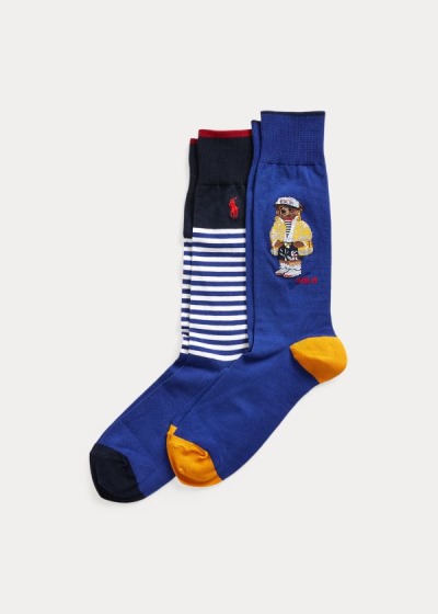 Men's Polo Ralph Lauren Polo Bear & Stripe 2-Pack Socks | 436905UGV